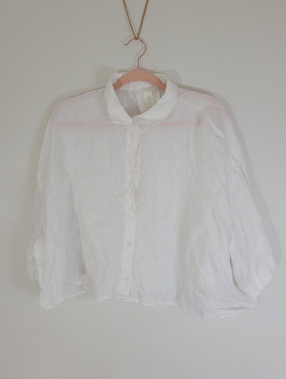 H.M. Women US XS Crisp White Button-Up Linen Shirt